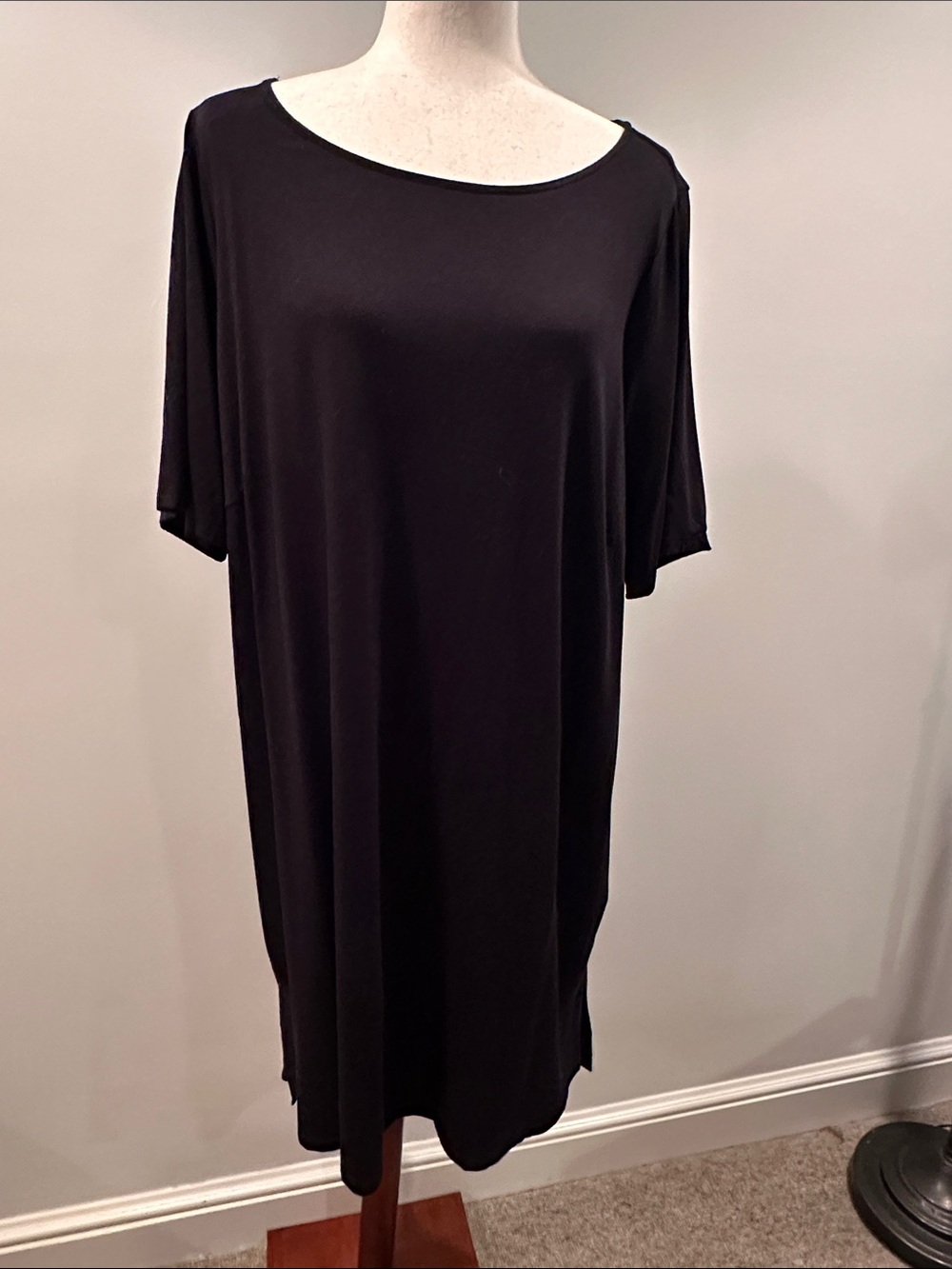 Eileen Fisher Black Midi Shift Dress